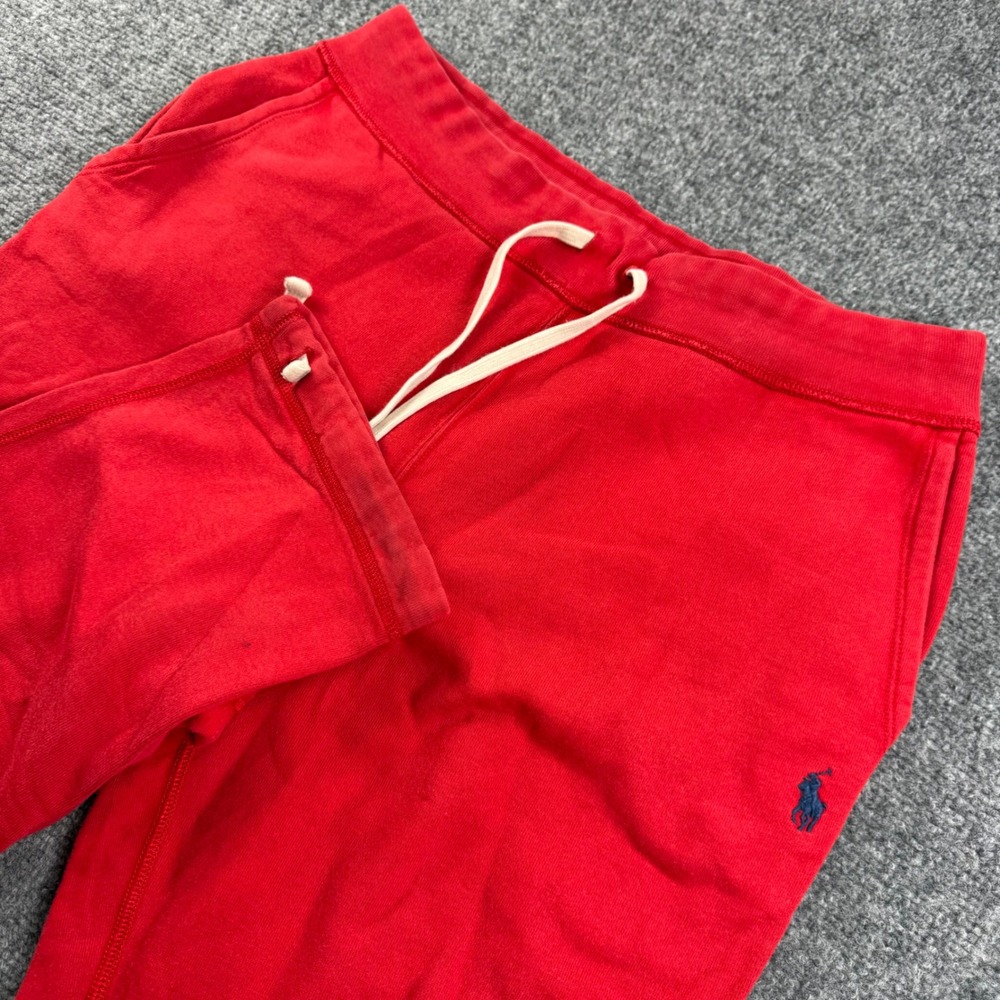 Polo Ralph Lauren Sweatpants Large Red Drawstring Fleece Joggers Flaw Men's